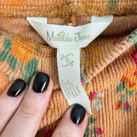 Matilda Jane HAYRIDE Leggings Size 6 Orange Floral Velour Ruffle Hem - Picture 4 of 6
